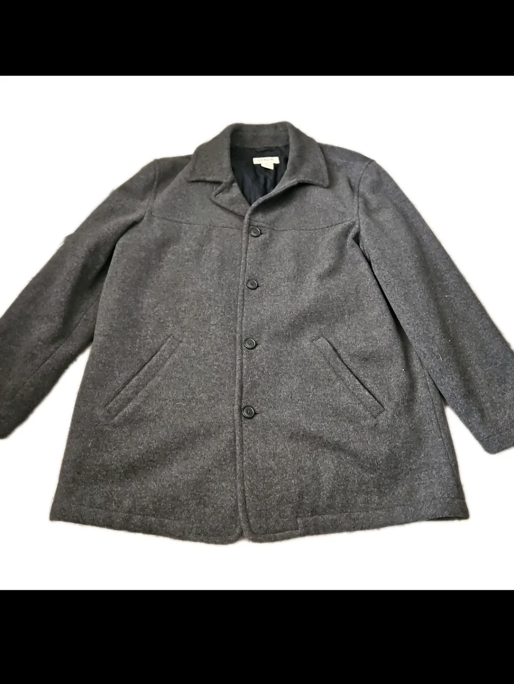 J.Crew Mens Wool Blend Gray Pea Coat  Classic Timeless Closet Staple Outerwear M